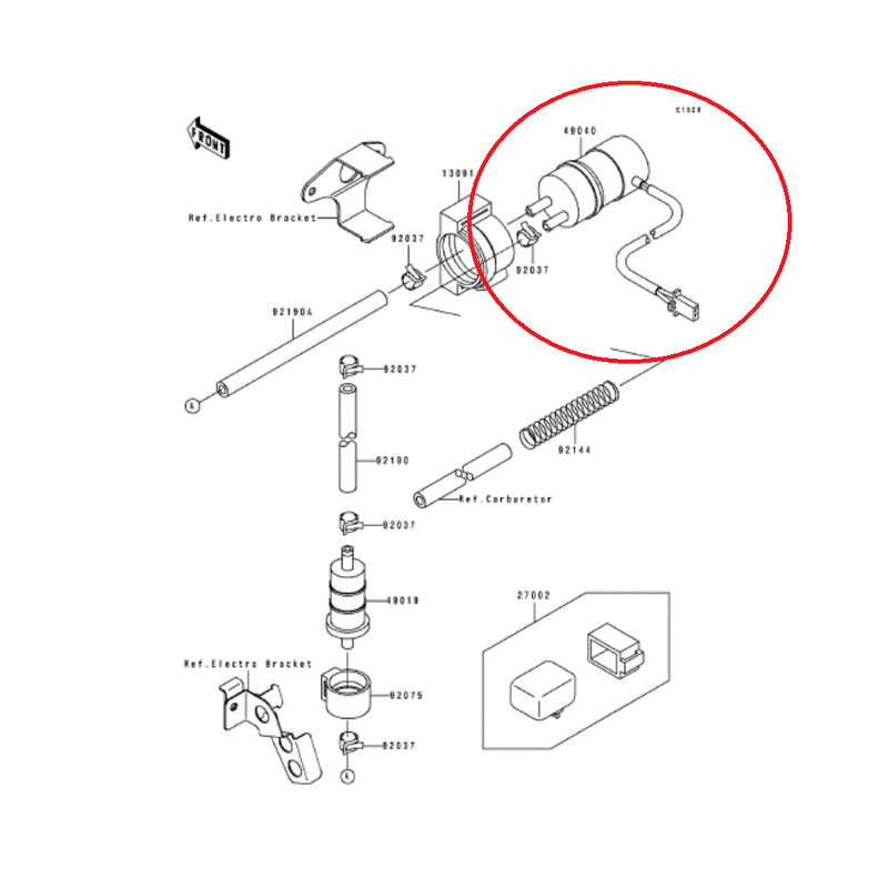 FPF Frame Mounted Electric Fuel Pump For Kawasaki Ninja ZX-6 ZX-7 1989-2001, Replaces 49040-1057 - fuelpumpfactory